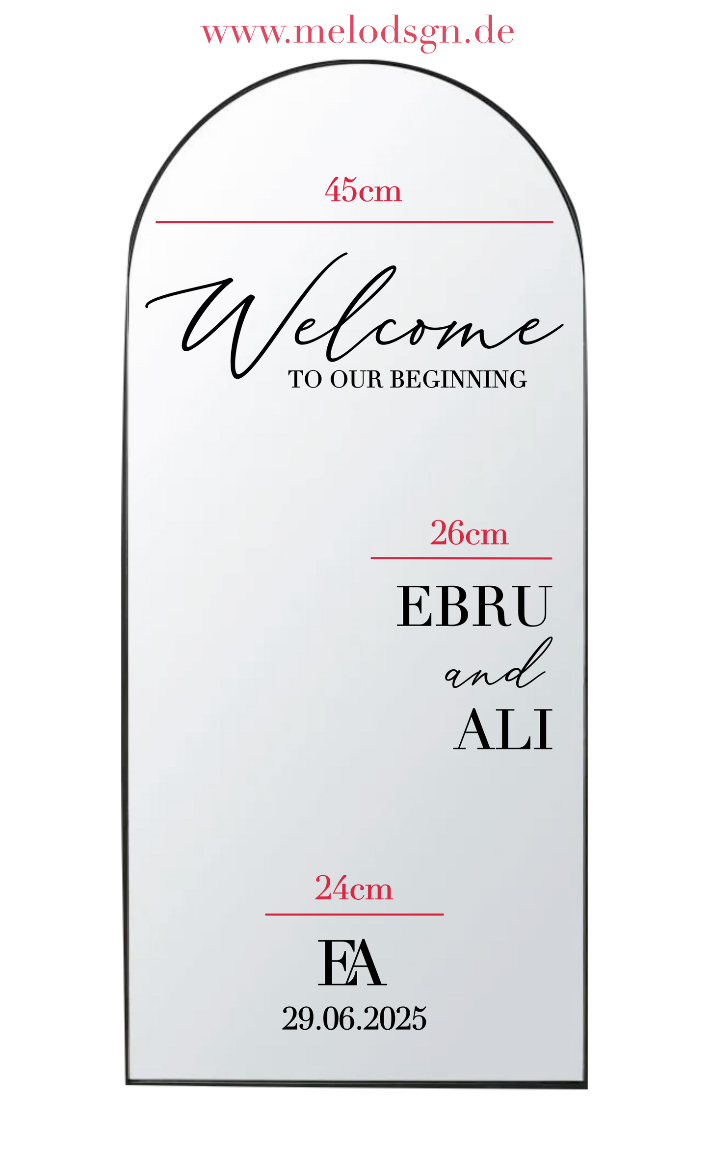 Hochzeitsschild Willkommenschild personalisiert - Plotter Vinyl Sticker