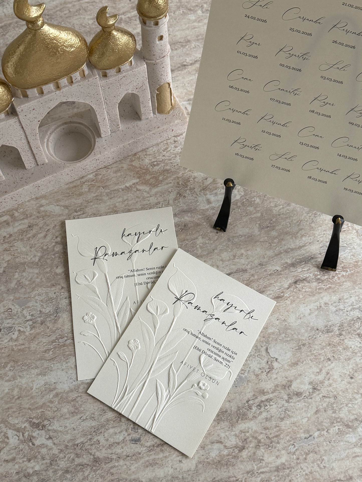 Ramadan Tischkarten - Ramadan Place Cards mit Struktur länglich