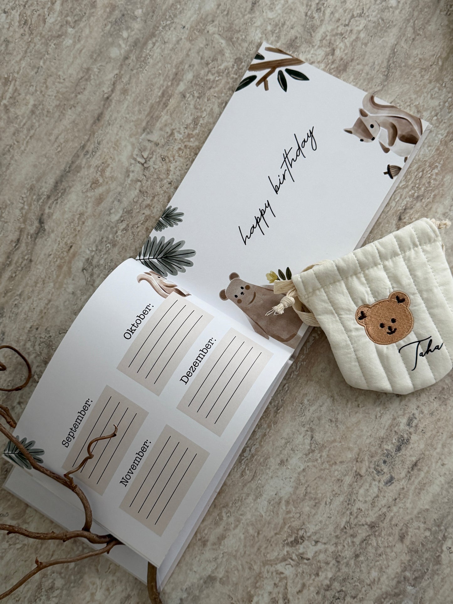 SET - Kinder Brustbeutel mit Namen & Freundebuch – Kindergarten Geschenk – personalisierte Umhängetasche – Einschulung